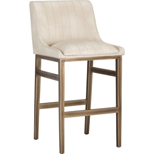 Halden Bar Stool in Cream Leatherette & Bronze Steel